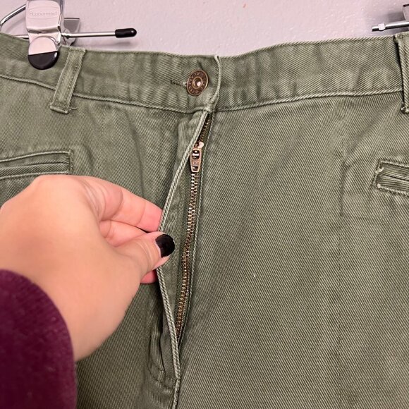 Christopher & Banks Army Green Straight Leg Casual High Waist Pants Flap Pockets - Picture 6 of 8